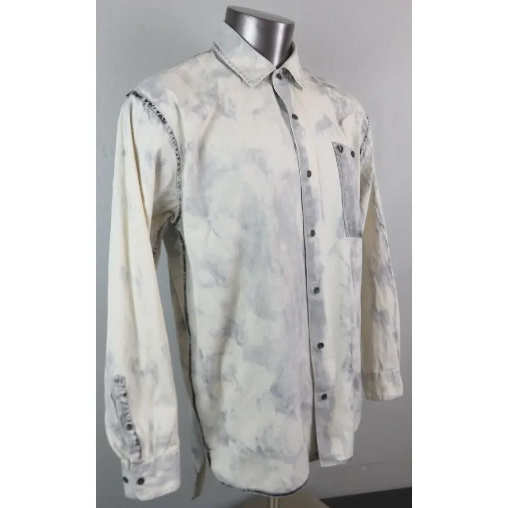 Mens True Religion Button Front Shirt‎ Mens Size L Loose Cotton Button Front
